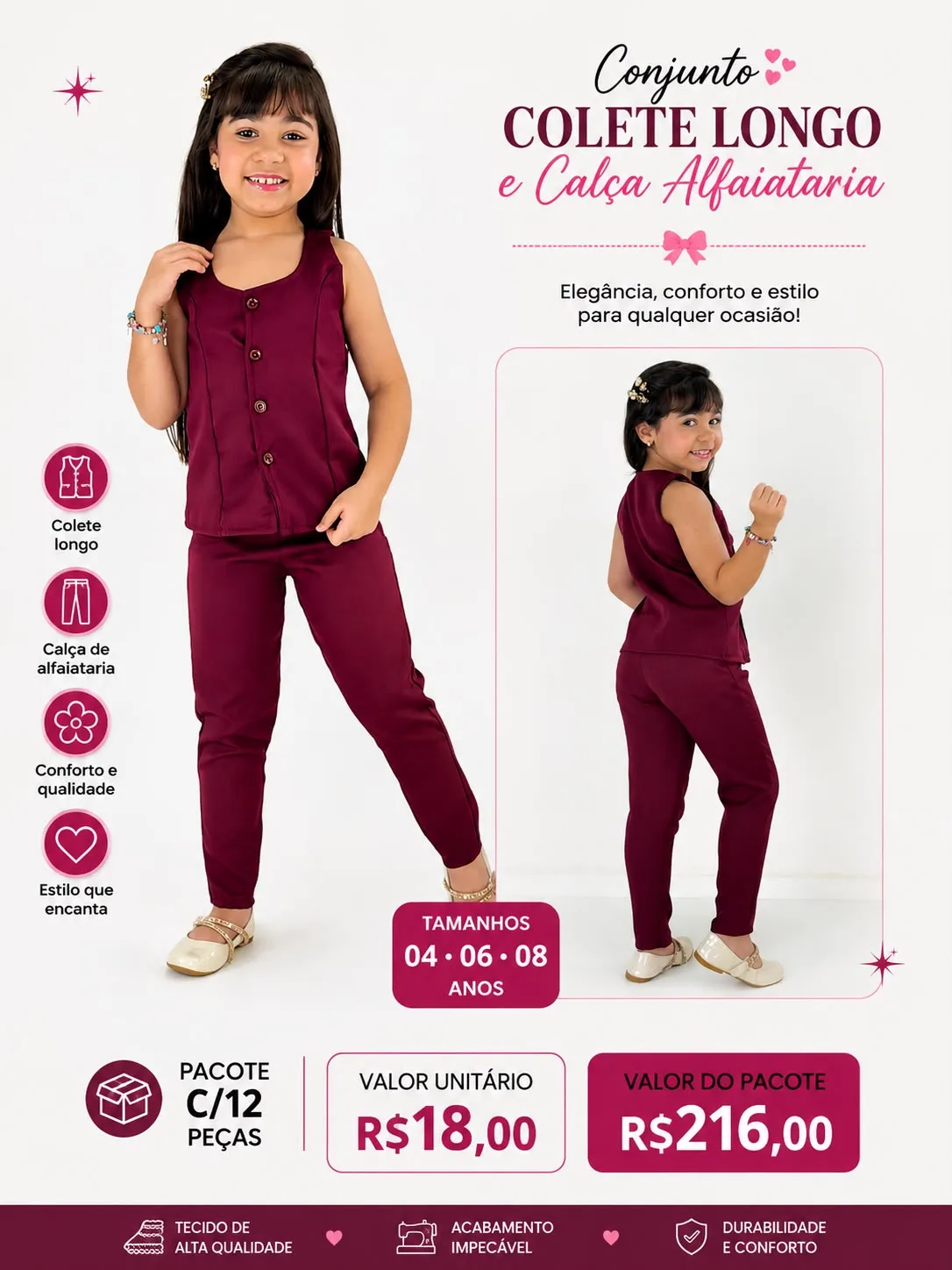 Conjunto Colete Longo