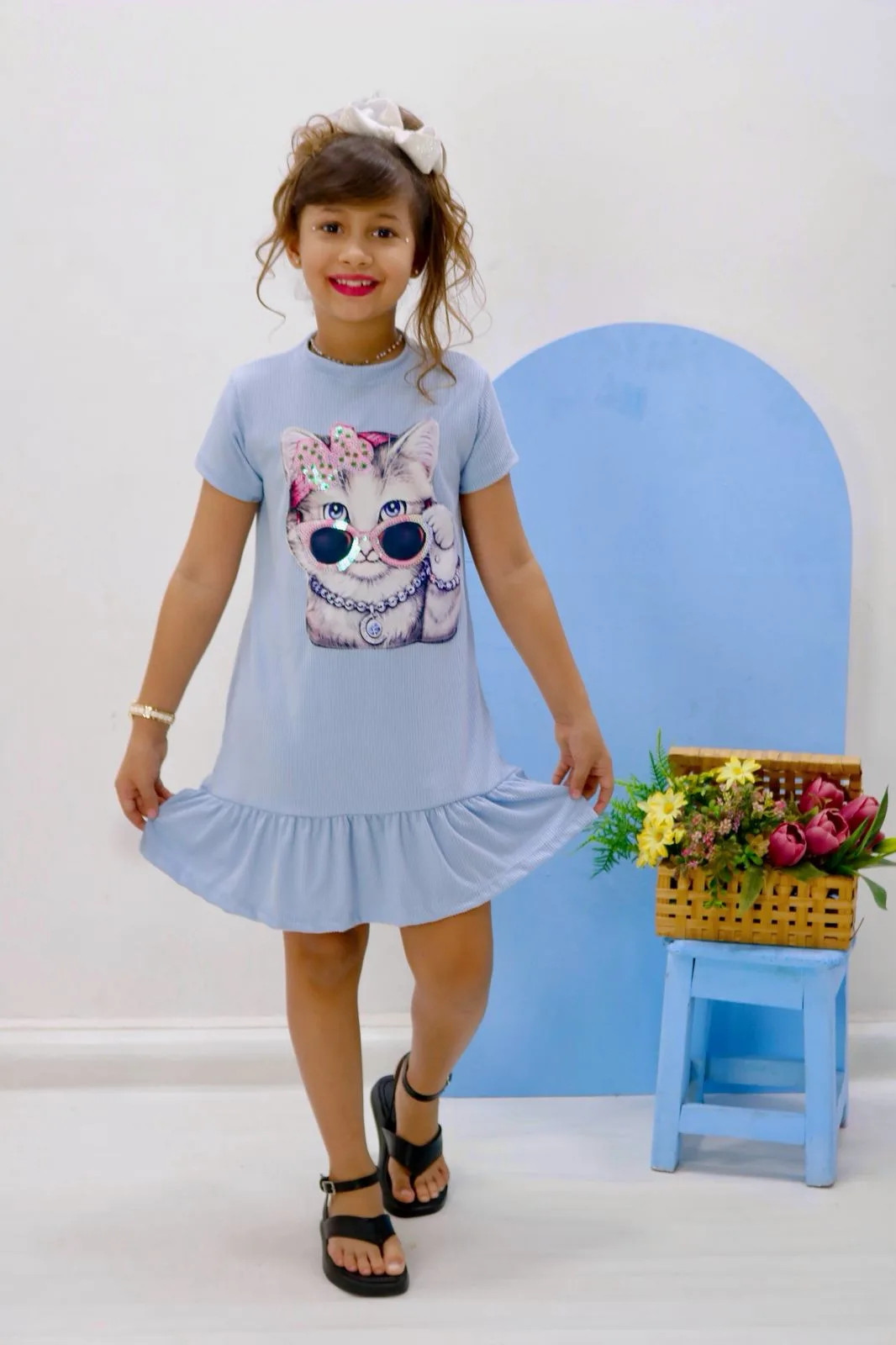 Vestido Infantil Suede c/ Estampa