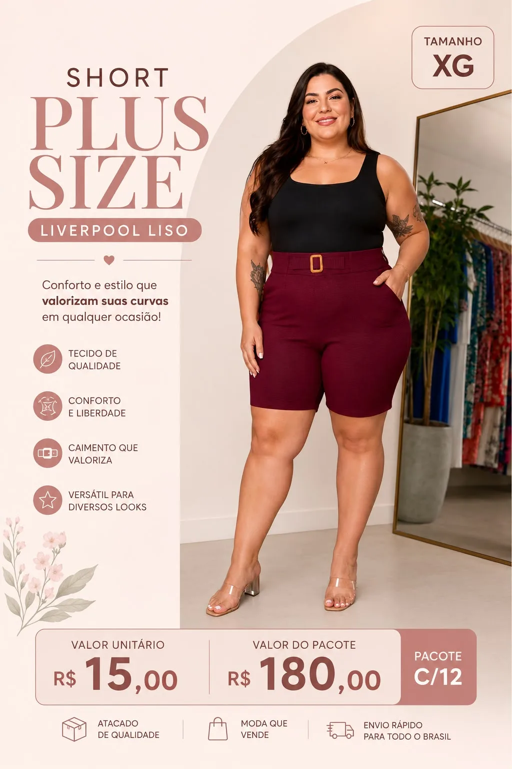 Short Plus Size Liverpool Liso